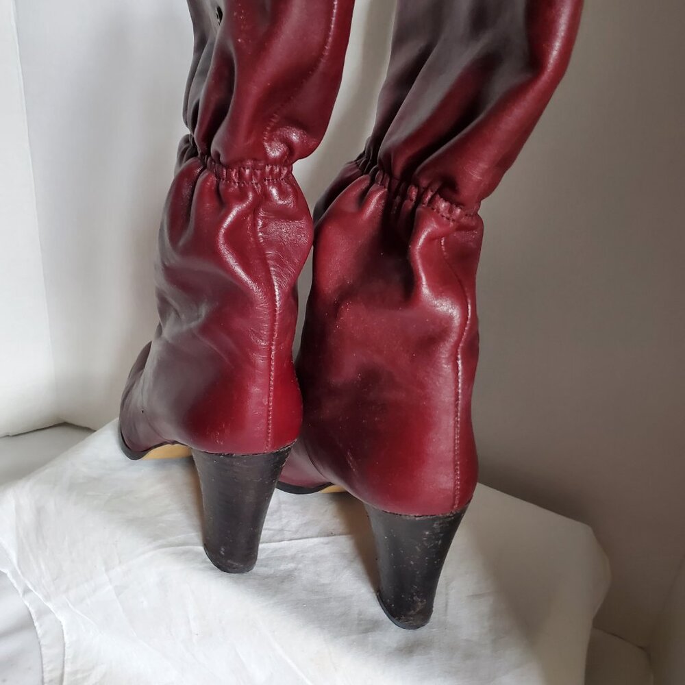 Vintage Aginer oxblood boots sz 8.5 - Picture 3 of 10